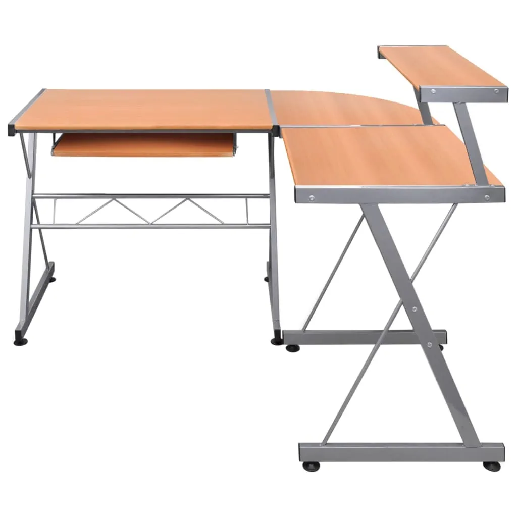 Bureau Informatique d'Angle Marron 132 cm Bois Composite - Gain Place