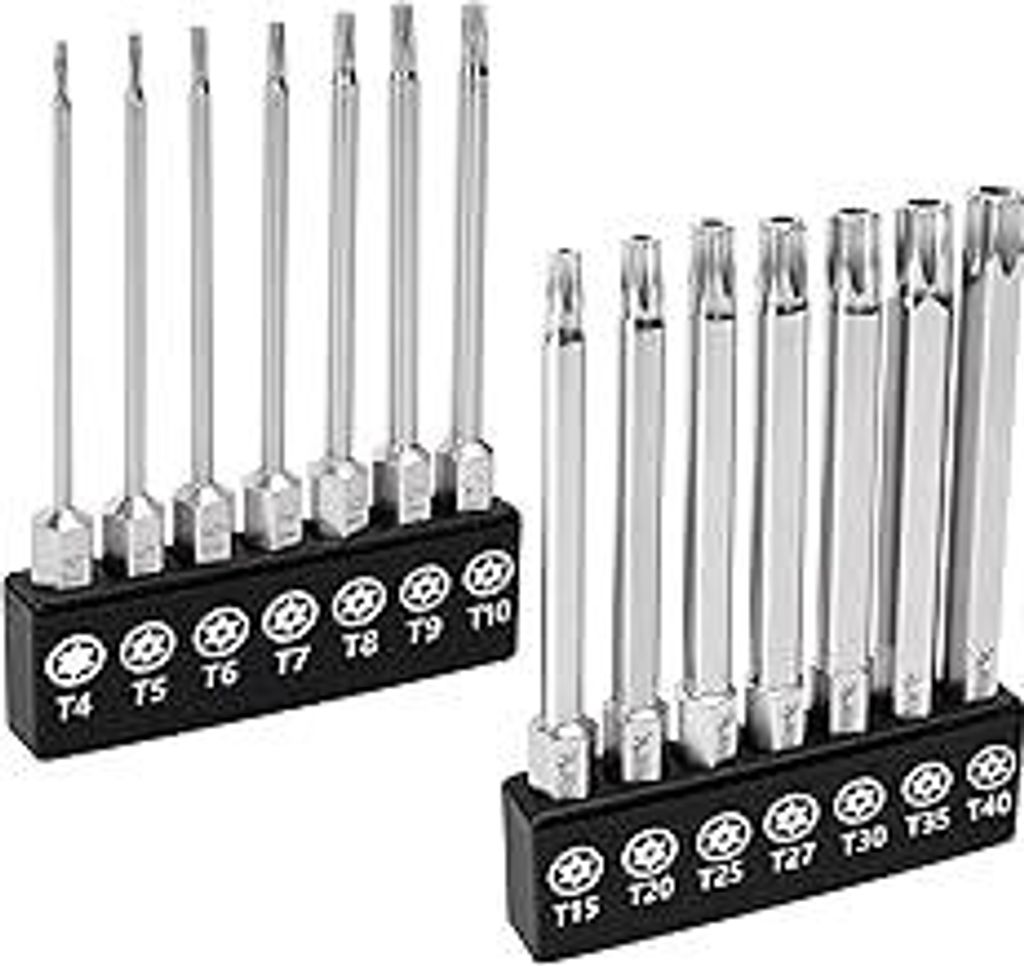 MulWark 14PC Magnetisches Sicherheit Torx Bit Set 3 lang Tamper Proof Star Schraubendreher Bit Set 1/4 Sechskantschaft S2 Stahl T4 - T40 Impact Dri...