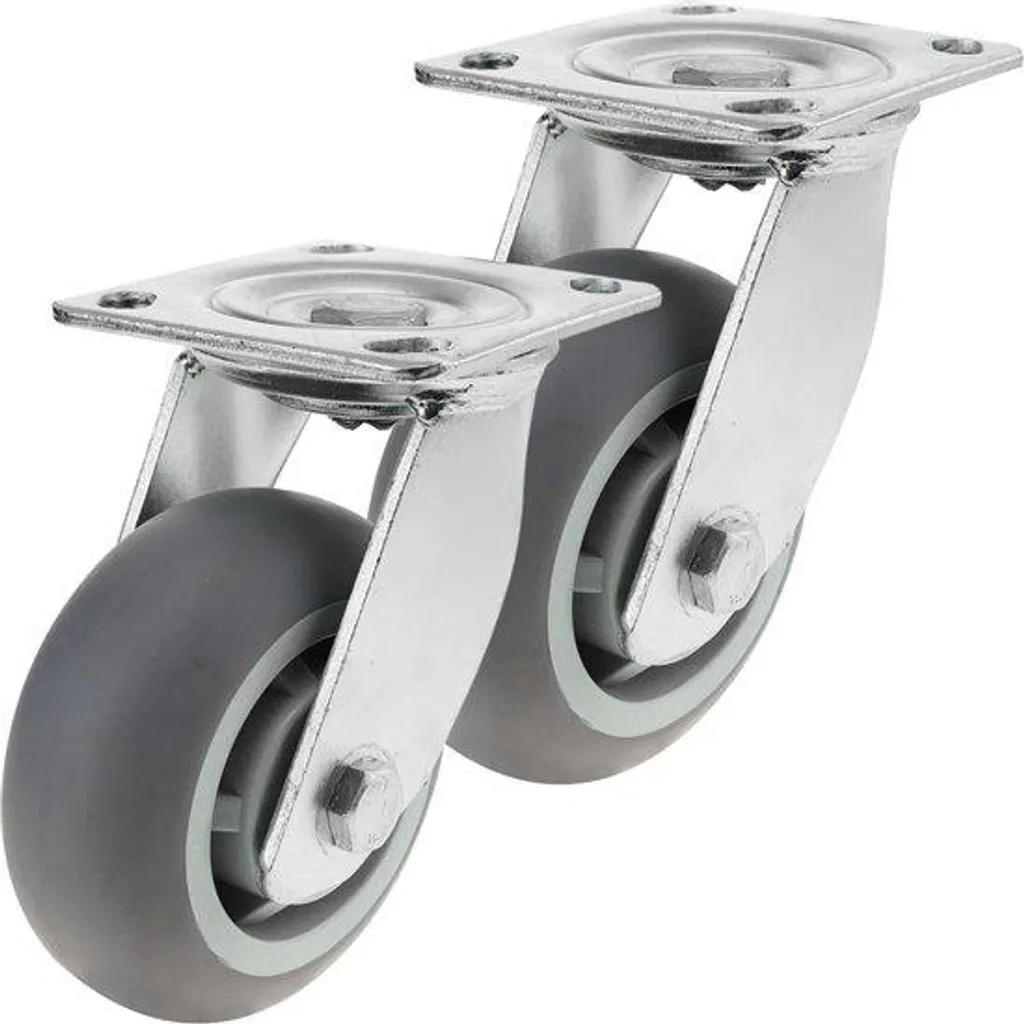 Roulettes 125mm pour chariot d'atelier lot de 2 en polyuréthane souple