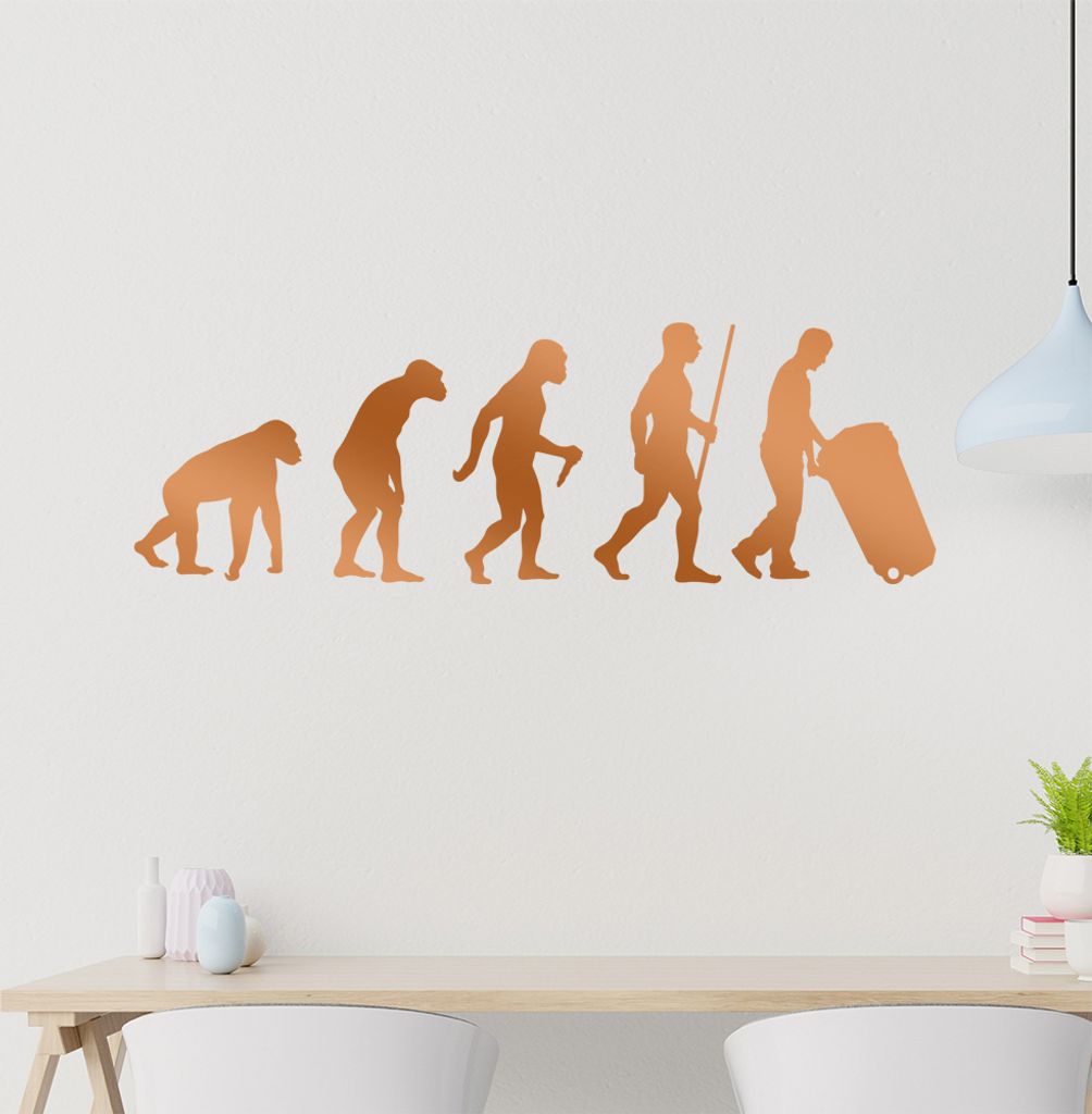 Müllmann Tonne Evolution Wandtattoo Wandaufkleber Wall Sticker - Dekoration, Küche, Wohnzimmer, Schlafzimmer, Badezimmer