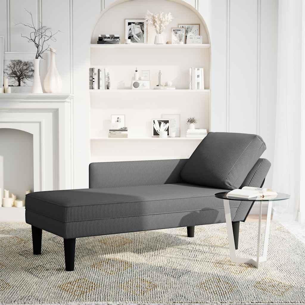 vidaXL Chaiselongue mit Kissen Dunkelgrau Cordstoff Produktbild 