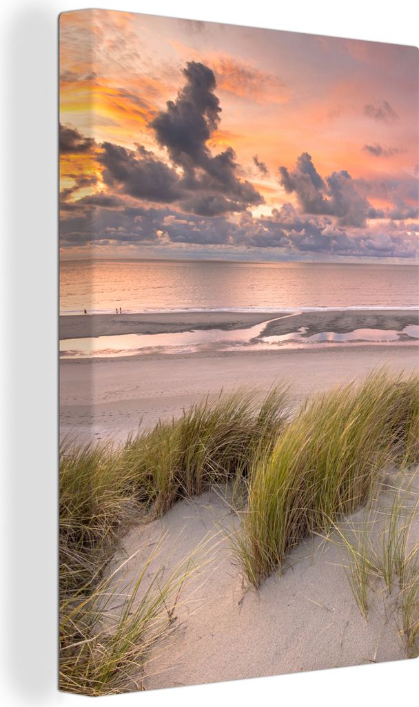 OneMillionCanvasses - Leinwandbilder - 90x140 cm, Sonnenuntergang - Düne - Strand - Pflanzen - Meer, Wandbilder Kunstdruck Wanddekoration - Foto...