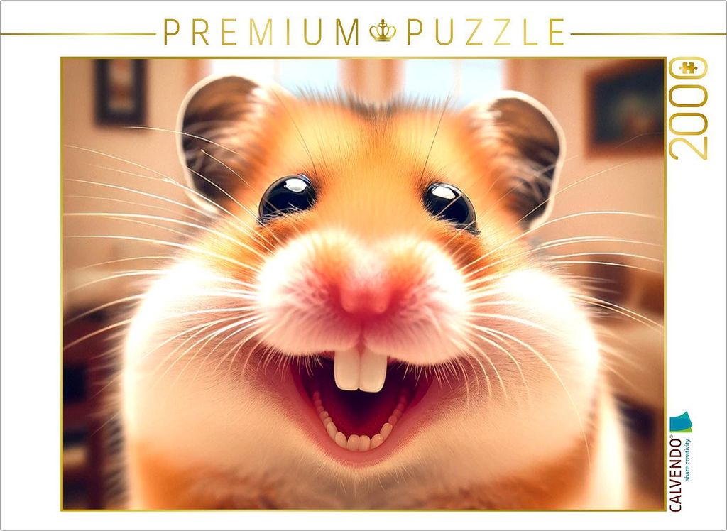 CALVENDO Puzzle Grinsender Hamster | 2000 Teile Lege-Größe 90x67cm Foto-Puzzle für glückliche Stunden