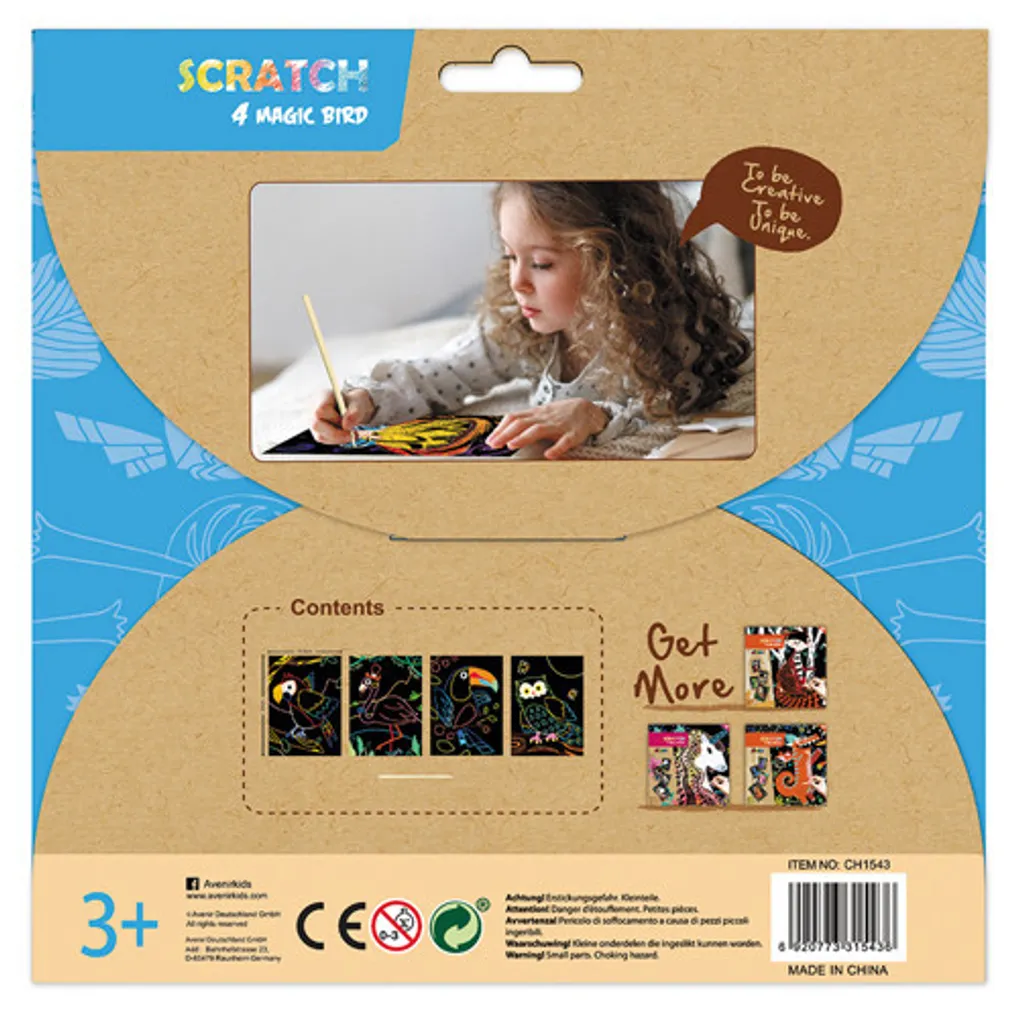 Scratch Magic Birds - Kit de Cartes à Gratter Oiseaux Multicolores - 2