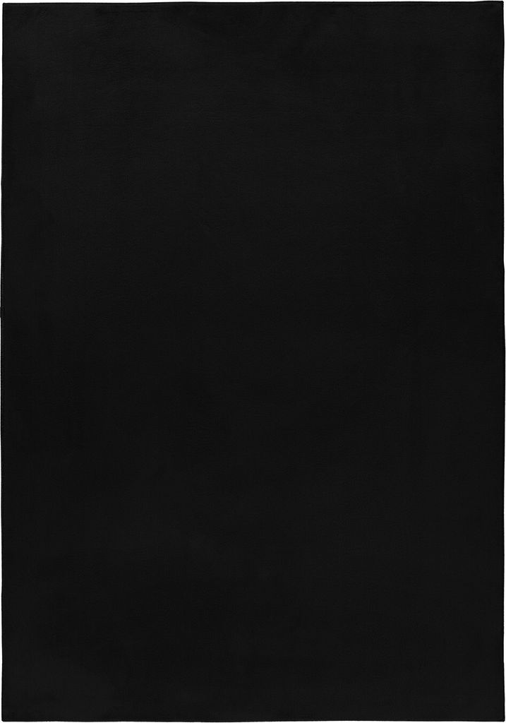 Villa Möbel Pouico moderner Wohnzimmer-Teppich, Fell-Teppich, Plüsch, Einfarbig, Farbe:Schwarz, Grösse:140x200 cm