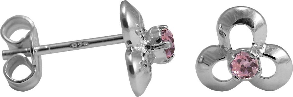 925 Sterling Silber Ohrstecker Blüte mit Zirkonia in verschiedenen Farben Farbe - Pink