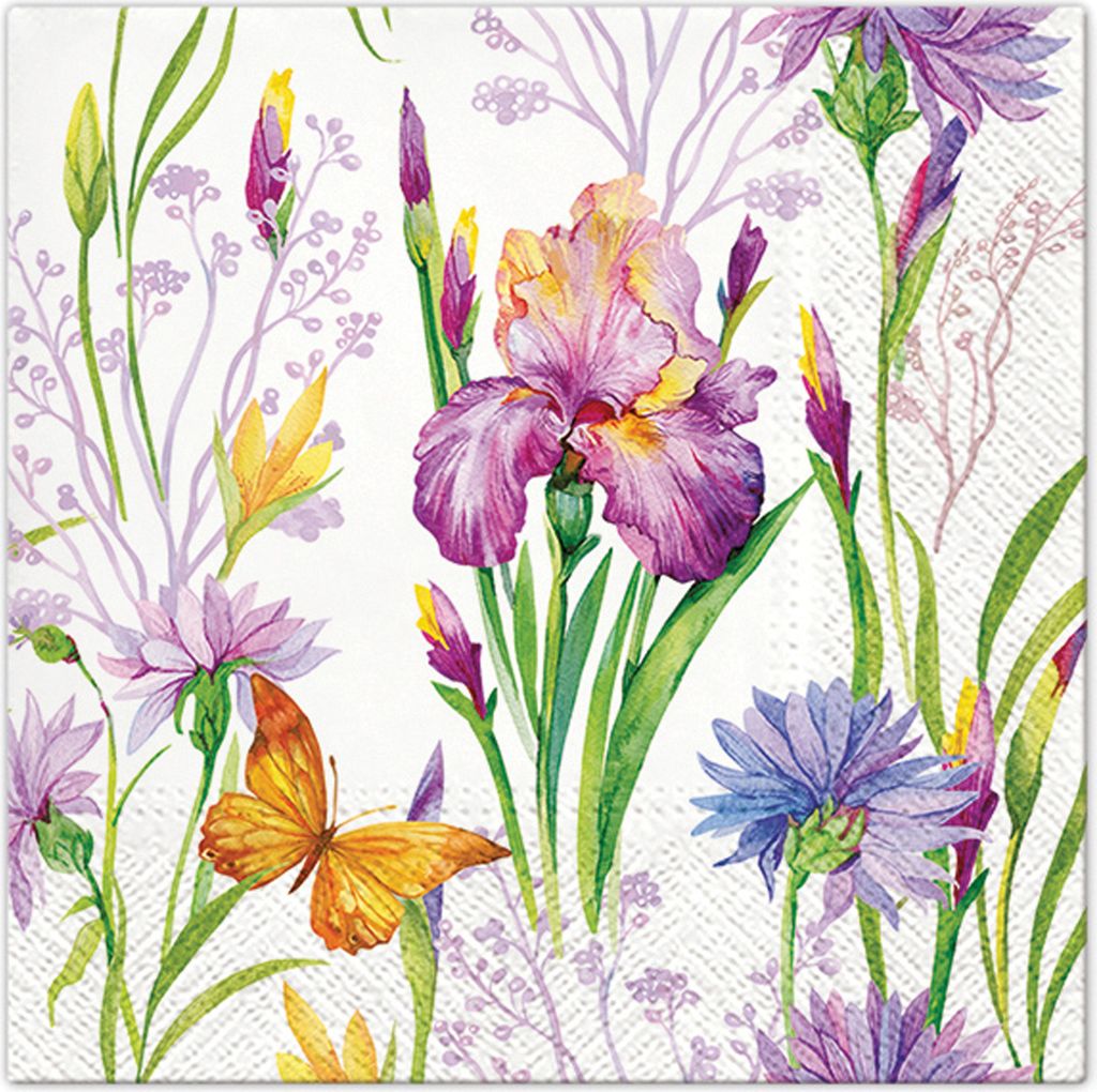 20 Servietten Iris with Butterfly - Schmetterlinge an Iris Produktbild 