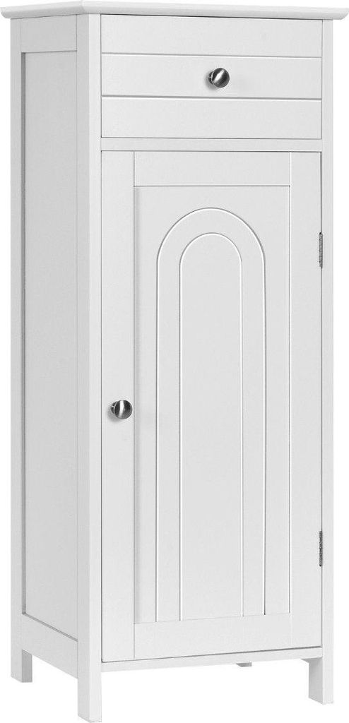 Badezimmer-Bodenschrank Freistehender Schrank mit Schublade Badschrank 35,6 x 30,5 x 88 cm Weiß