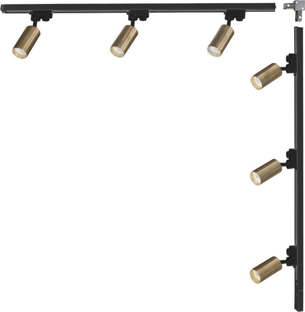 ZUMALINE Schienenstrahler-Set 6x GU10 2 m schwarz gold Rohrschiene 3563