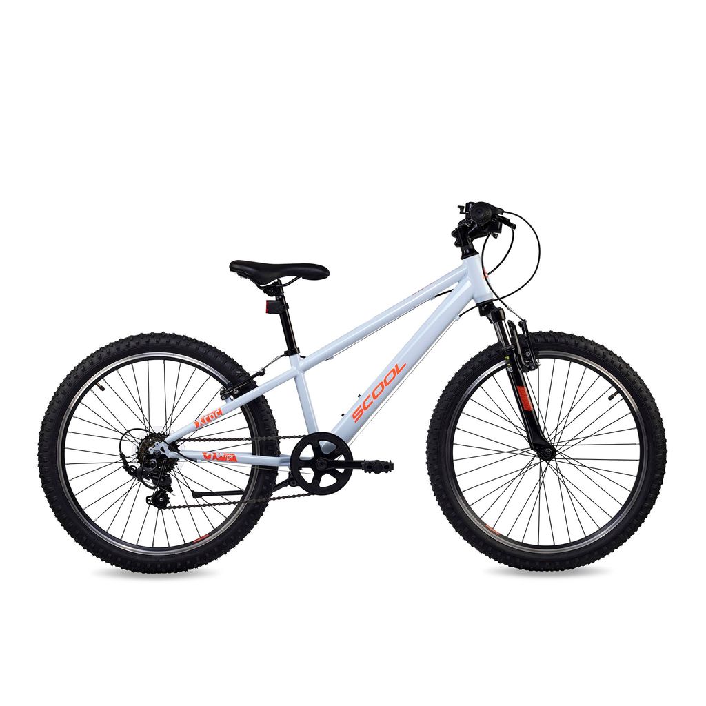 24 Zoll Kinderfahrrad, 6-Gang, MTB Kinderfahrrad, S’COOL Xroc, ab 7–11 Jahre, 130–150 cm, Grau/Neonorange