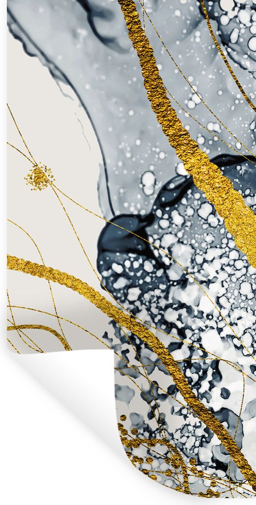 MuchoWow Wandtattoo Wandsticker Wandaufkleber Abstrakt - Gold - Natur - Kunst 80x160 cm Selbstklebend und Repositionierbar - Sticker - Dekorfolie