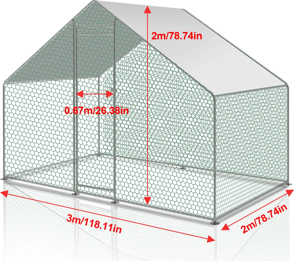 Recinto Polli XL 3x2x2m - Acciaio Zincato Antiruggine con Serratura