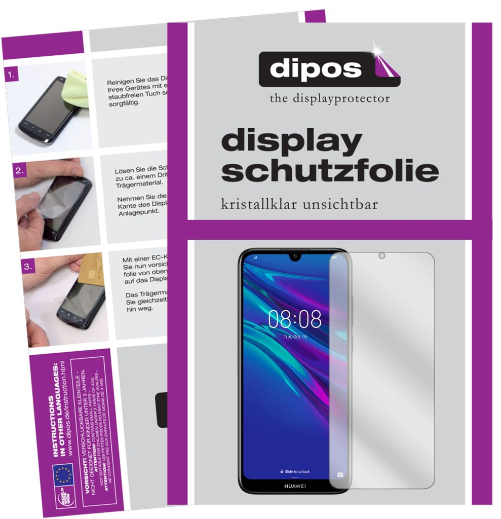 2x Schutzfolie für Huawei Y6 Prime (2019) klar Displayschutzfolie Folie Display Schutz dipos