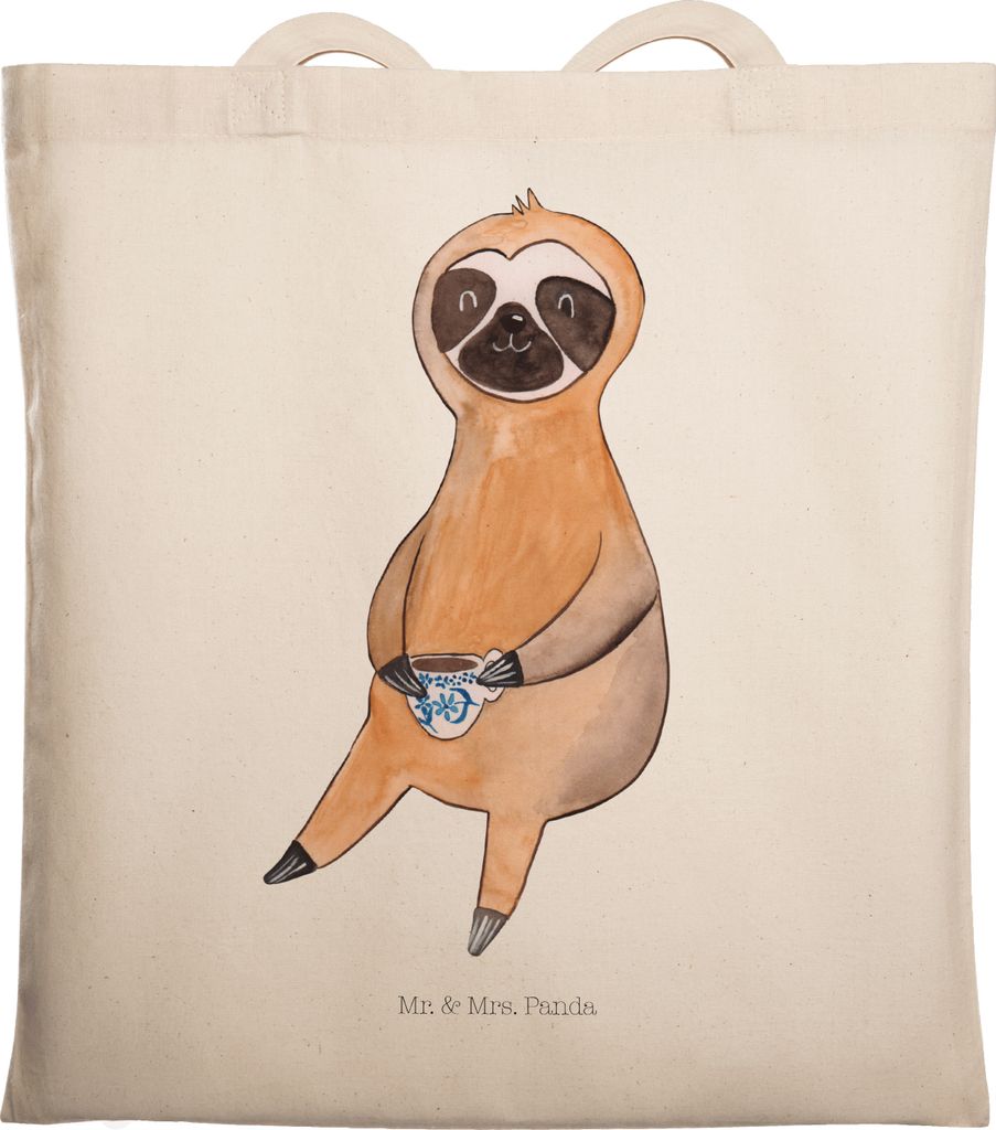 Mr. & Mrs. Panda Schultasche Faultier Kaffee - Transparent - Geschenk, Coffeeaddict, Laptoptasche, Tote Bag, faul, Jutebeutel, canvas tasche, Coffe...