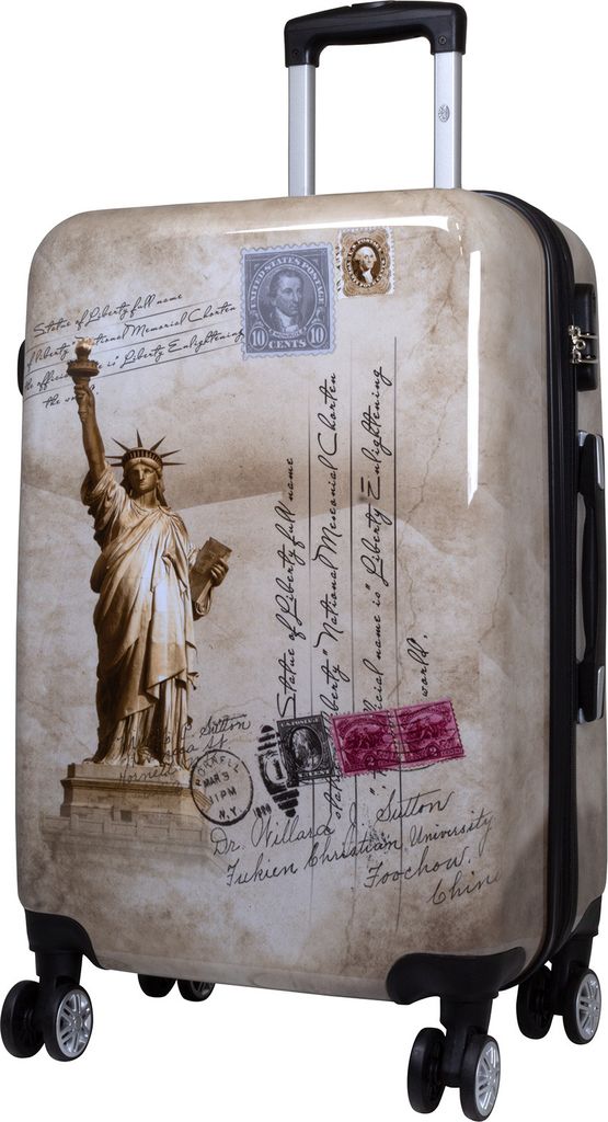 Polycarbonat Mittelgroßer Reisekoffer New York Freiheitsstatue 67 cm Motivkoffer Dehnfalte