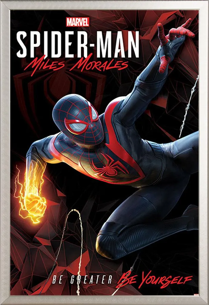 Poster Miles Morales Cybernetic Swing + Cornice Shinsuke® Argento