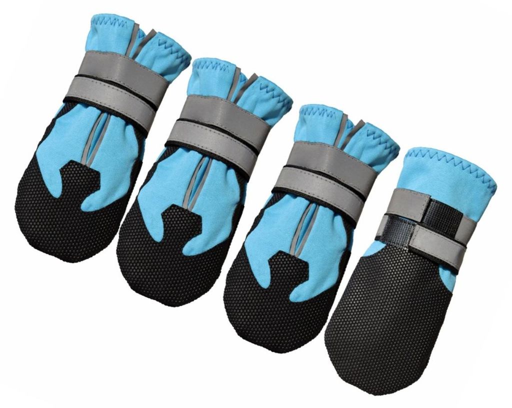 INF Hundeschuhe 4er-Set Elasthan rutschfest mit Plüschfutter für Spaziergänge Blau M