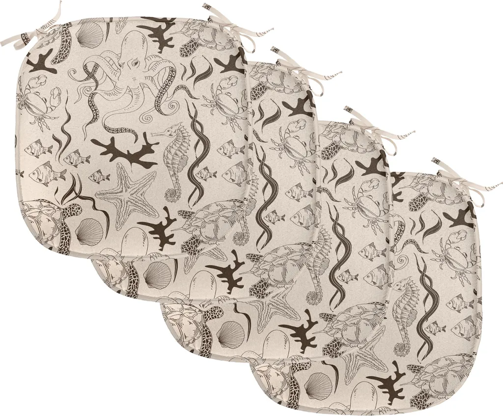 Coussin de Chaise Anti-Tache et Confortable Lot de 4 Motif Mer 40x40