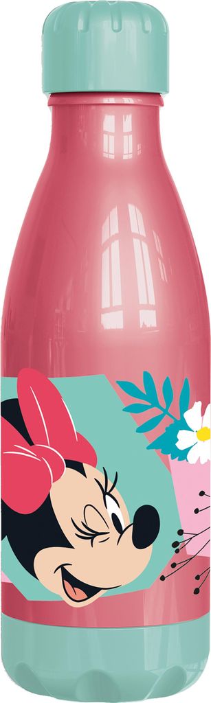 Tataway Disney Blaue Wasserflasche für Mädchen aus Kunststoff Minnie Mouse Topolina 560 ml mit Schraubverschluss