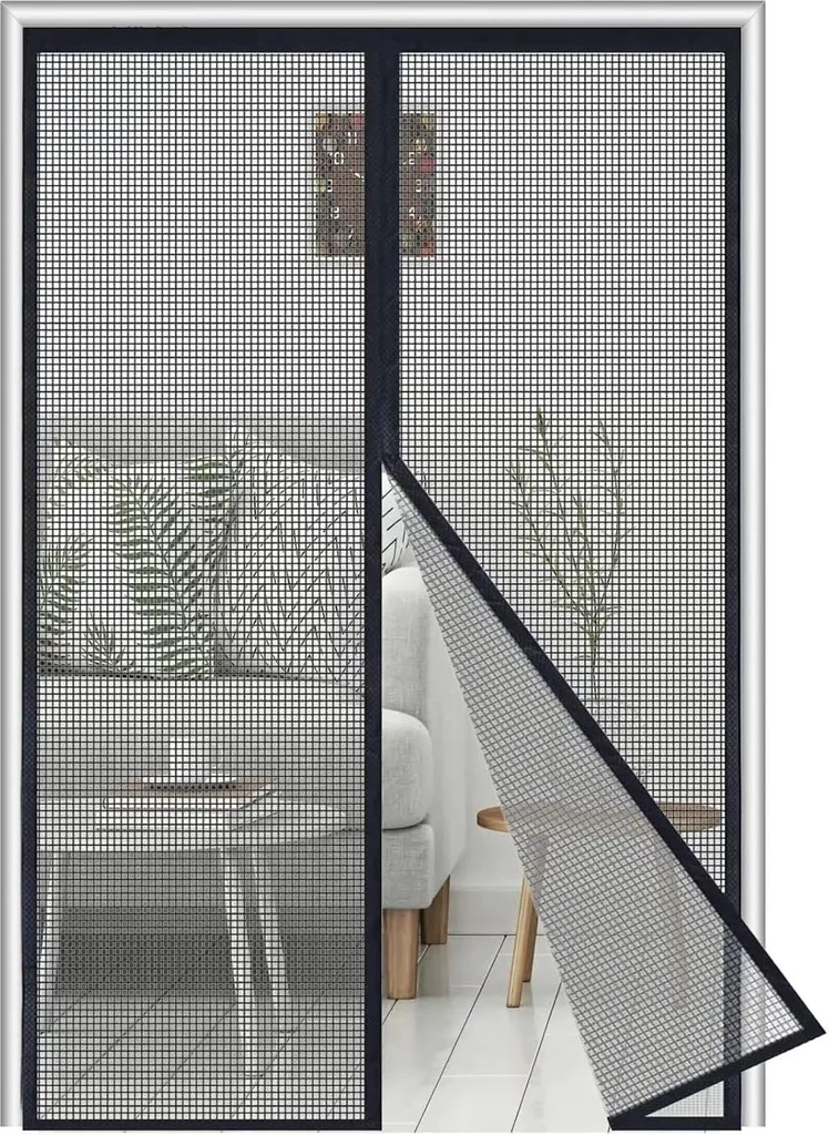 Moustiquaire magnétique 120 x 200 cm en fibre de verre noire durable