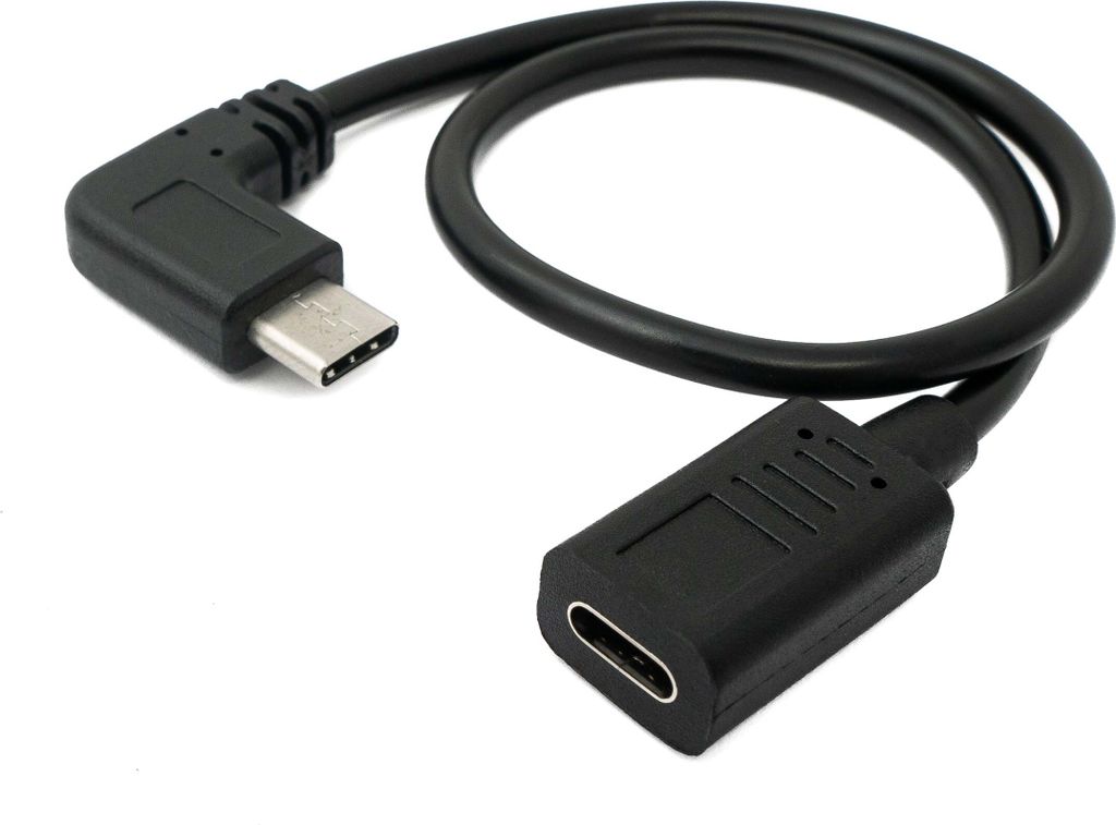 SYSTEM-S USB 3.1 Kabel 30 cm Typ C Stecker zu Buchse Winkel Adapter in Schwarz