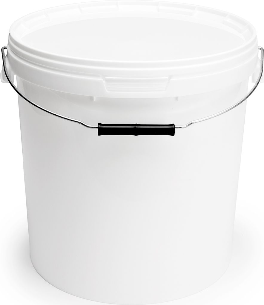 Garronda Eimer mit Deckel, 20 Liter, 10 Stück, für die Lagerung von Lebensmittel- und Chemischen Produkten Weiß GD-0071
