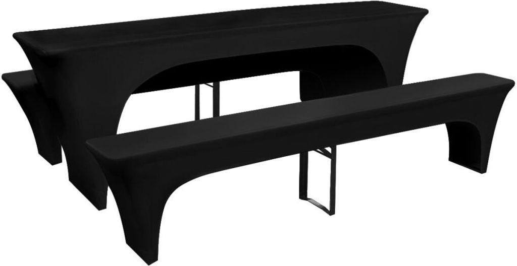 vidaXL 3 fodere per tavolo da birra e panchine stretch nero Immagine del prodotto 