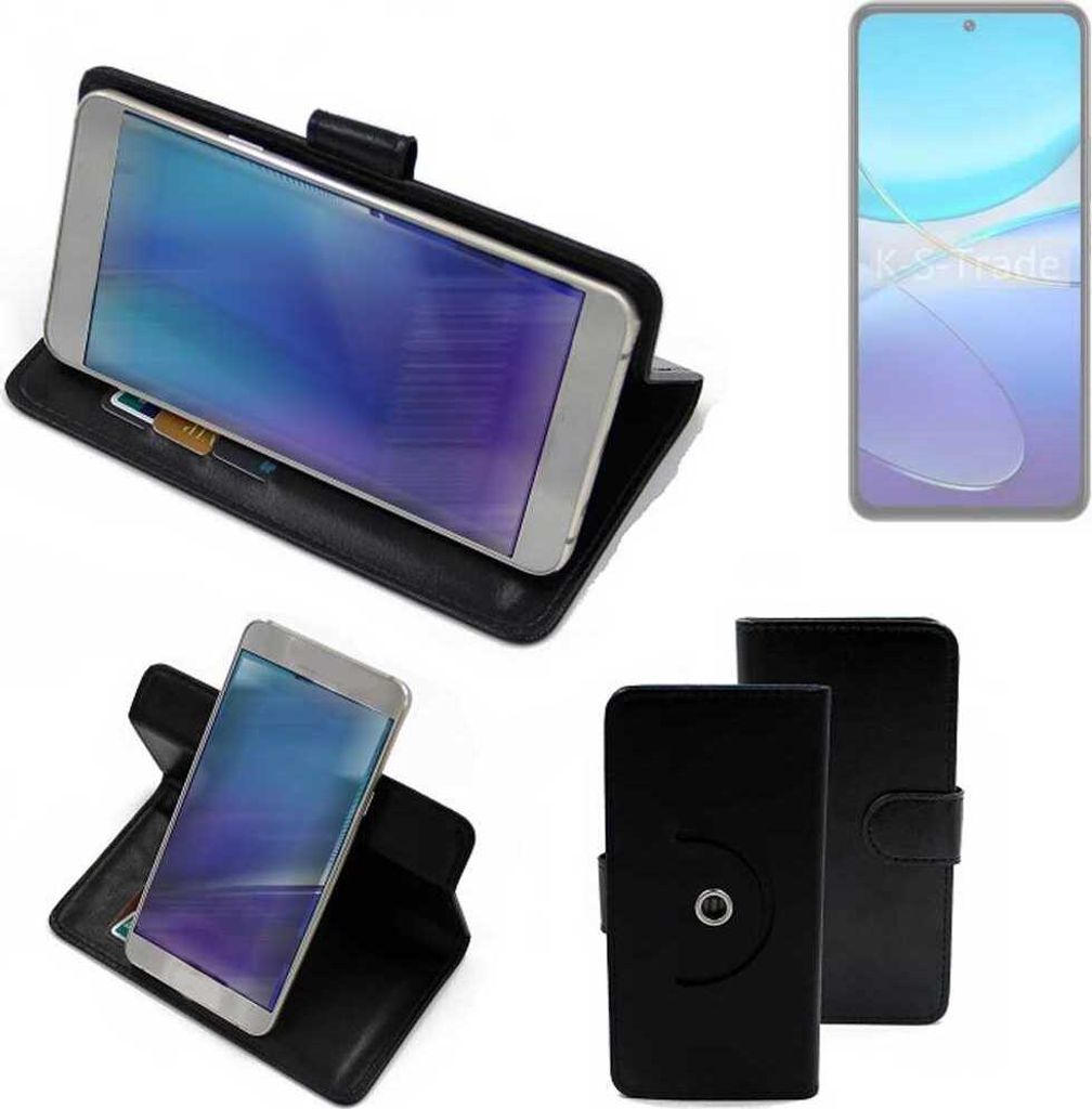 K-S-Trade Case Schutzhülle Handyhülle kompatibel mit Vivo Y100 4G Flipcase Smartphone Cover Handy Schutz Tasche Klapphülle Walletcase schwarz