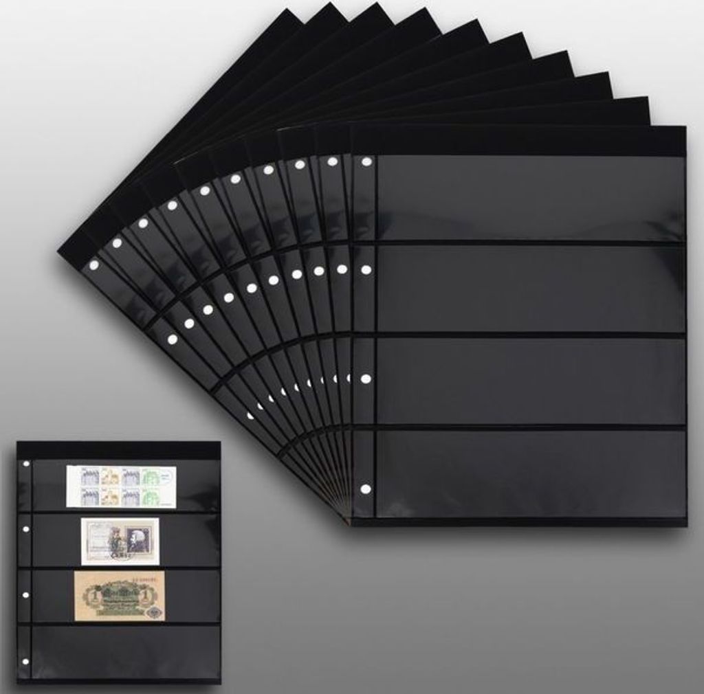 Prophila Collection 20 Einsteckseiten 4zeilig, auf 10 doppelseitigen, schwarzen Einsteckblättern