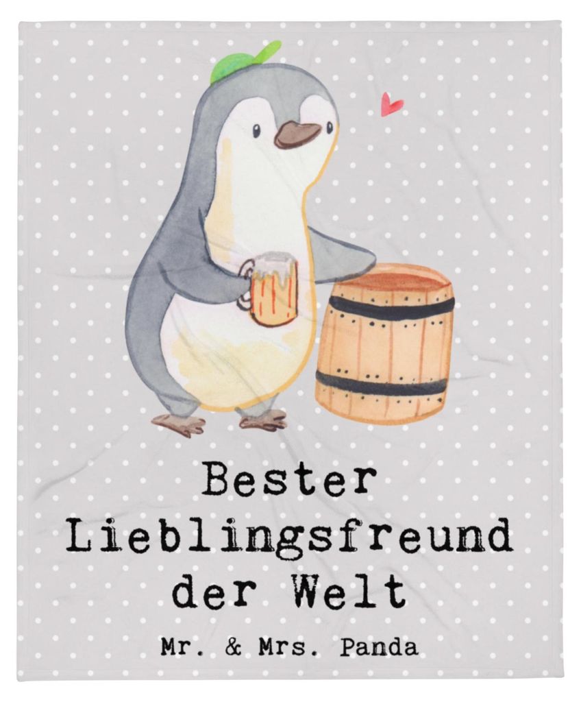 Mr. & Mrs. Panda Kuscheldecke Pinguin Bester Lieblingsfreund der Welt - Grau Pastell - Geschenk, Lieblingsmensch, Herz, Bae, Liebe, Bettdecke, Deck...