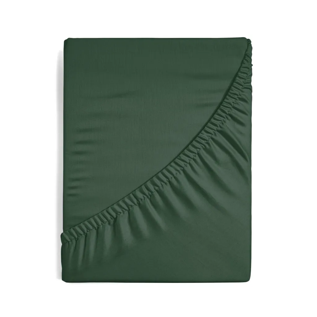 Linge de lit : Drap housse 140x200 cm Nova3 Vert Bouteille coton doux