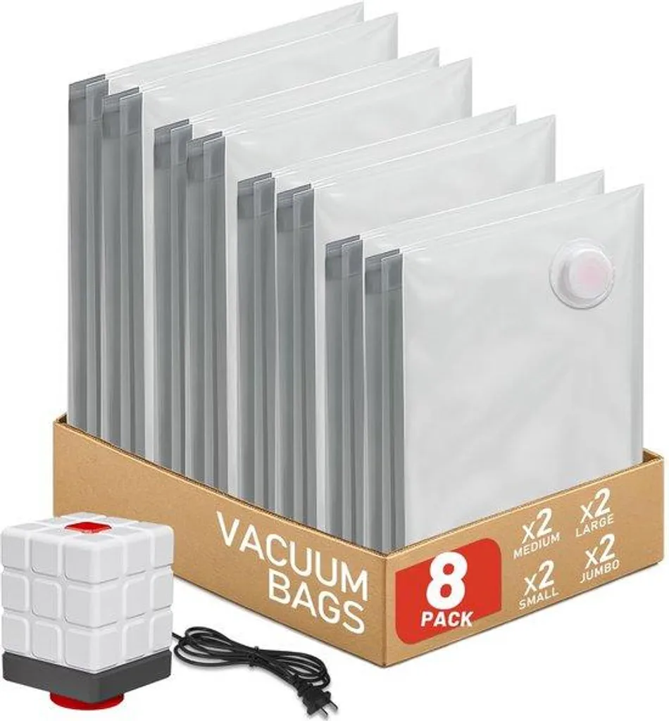Pompe à air électrique et 9 sacs sous vide pour rangement et voyage