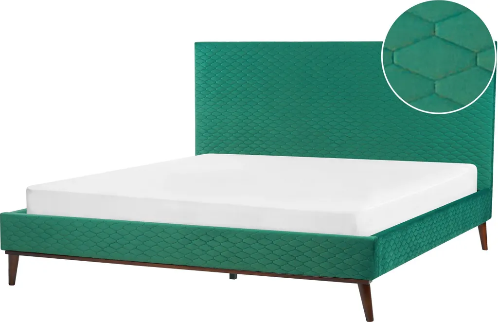 Lit 180x200 cm Velours Vert Bayonne Lumarko : Confort et Anti-Bruit