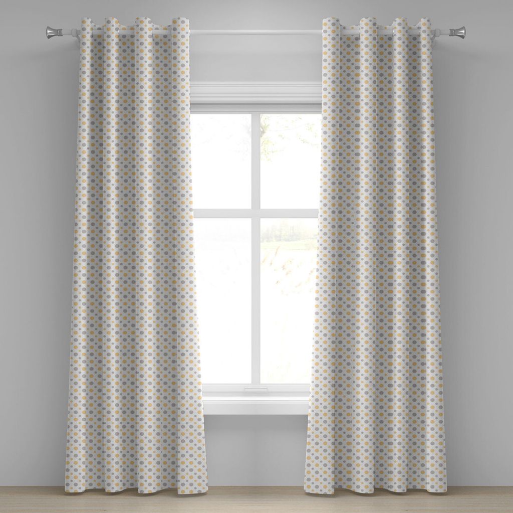 ABAKUHAUS Jahrgang Ösenvorhang, Große und kleine Punkte schäbige Farben einfaches Retro-Stil symmetrisches Muster, Dekorative 2-Panel-Fenstervor...