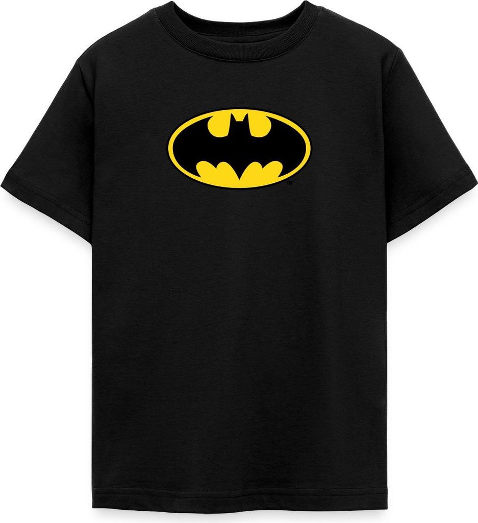 Spreadshirt DC Comics Batman Original Logo Teenager T-Shirt, 134/146 (9-11 Jahre), Schwarz