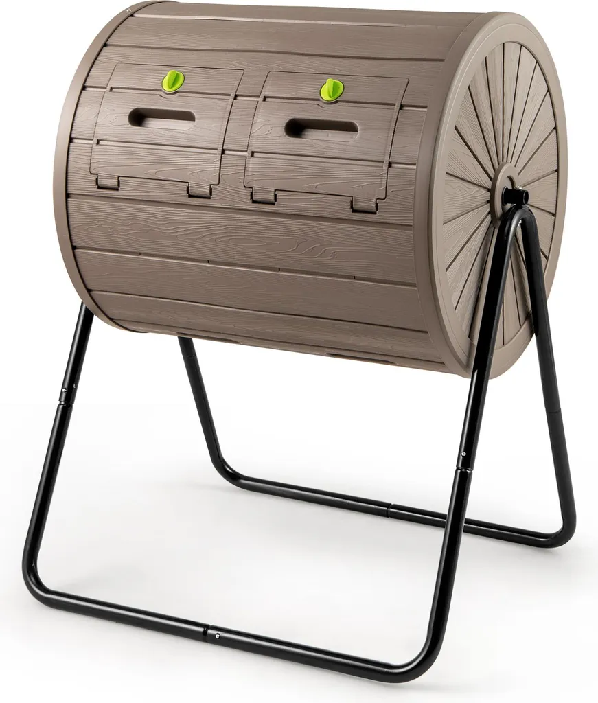 Composteur de Jardin 142L pour Recyclage Déchets Verts Double Chambre