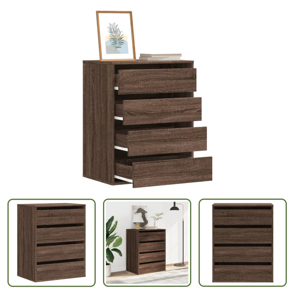 Cassettiera The Living Store Rovere Marrone 60x41x76 cm in Legno