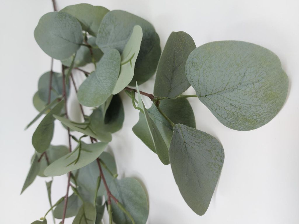 künstlicher Eucalyptus Zweig Kunstblätter H. 87cm grün Produktbild 