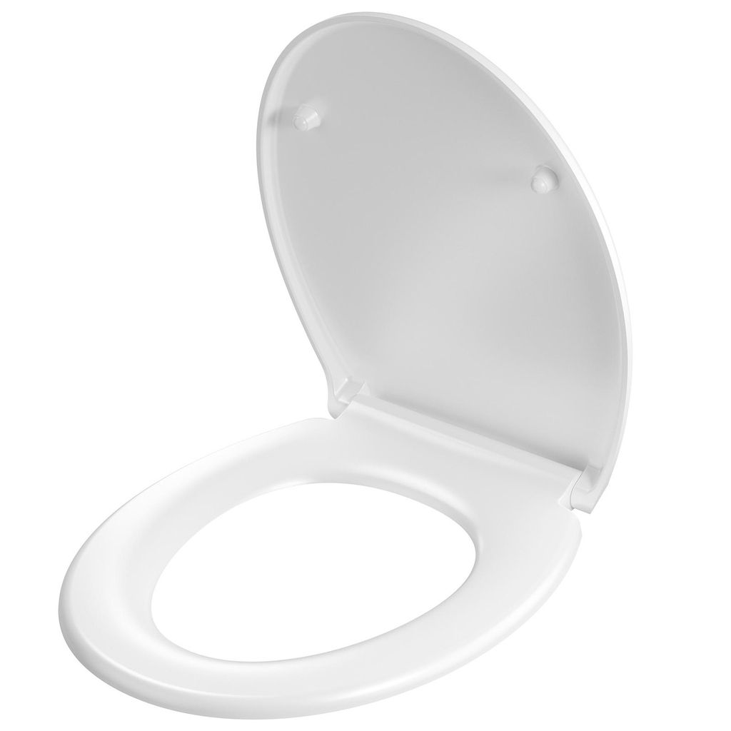 KUTAS O-förmiger Toilettensitz, weiß, doppelwandig, sanft schließend, hochbelastbar, für O-förmige Toiletten