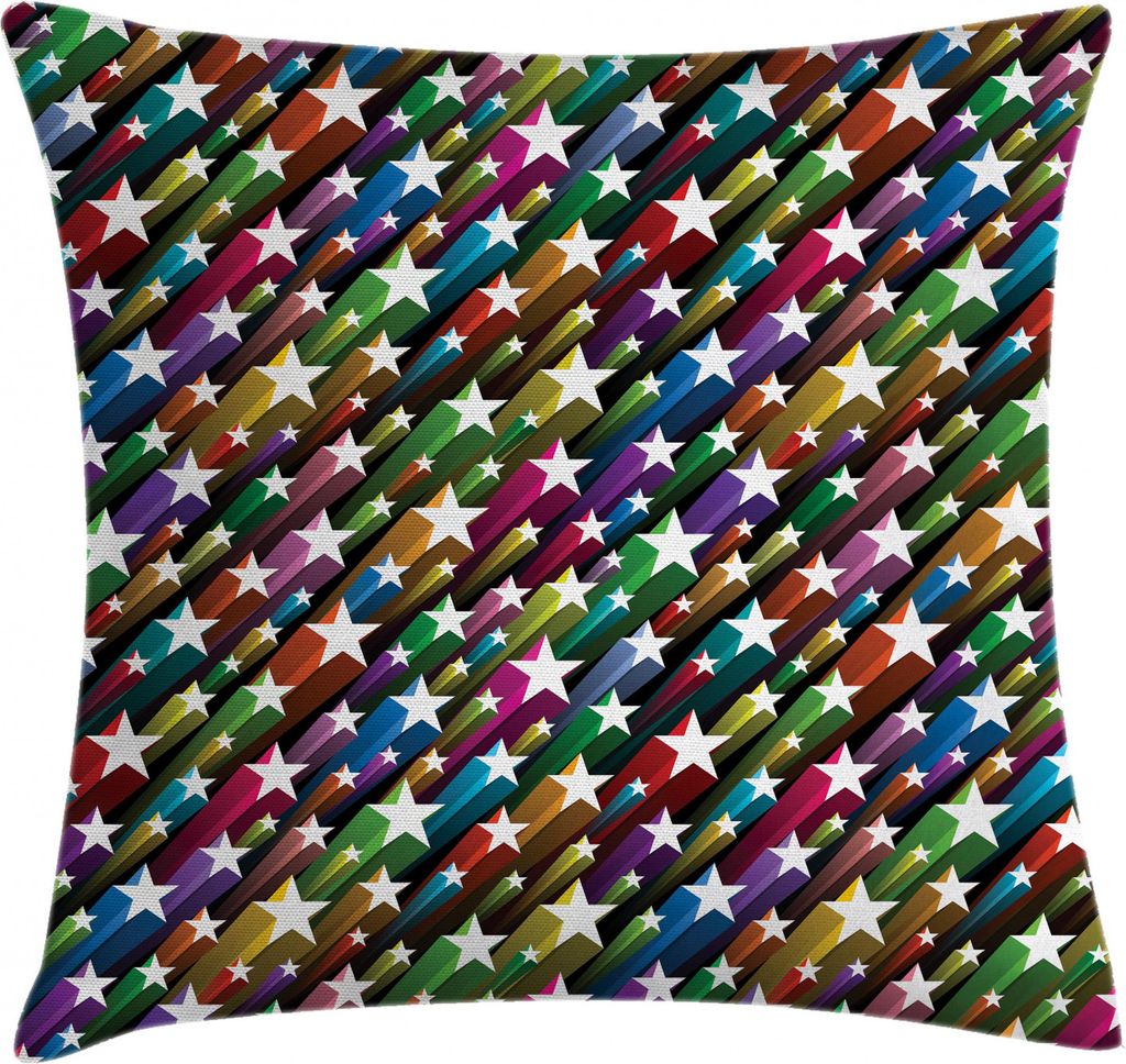 ABAKUHAUS Bunt Kissenbezug, Sterne Disco, Waschbar mit Reißverschluss Kissenhülle mit Farbfesten Klaren Farben Beidseitiger Druck, 50 x 50 cm, Me...