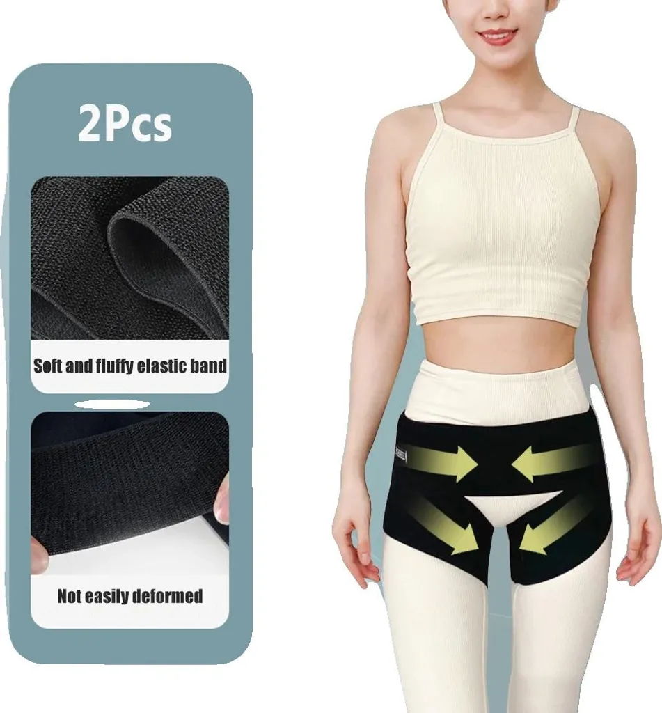 Supporto per anca e coscia, vestibilità regolabile, ausilio per la riabilitazione, nero - 2 pezzi, taglia S, passo 60-80 cm