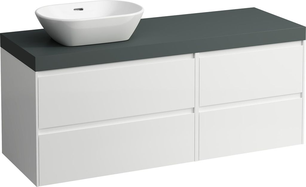 LAUFEN LANI Waschtischplatte verkehrsgrau inklusive Unterschrank, 1 Ausschnitt links, 1370x495x580mm, H4055821122611
