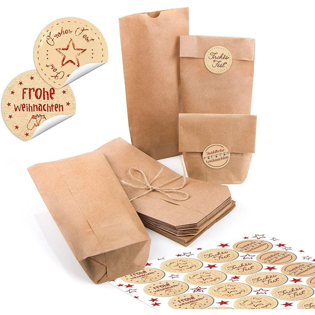 24 kleine braune Papiertüten natur Kraftpapier 10,7 x 22 x Produktbild 