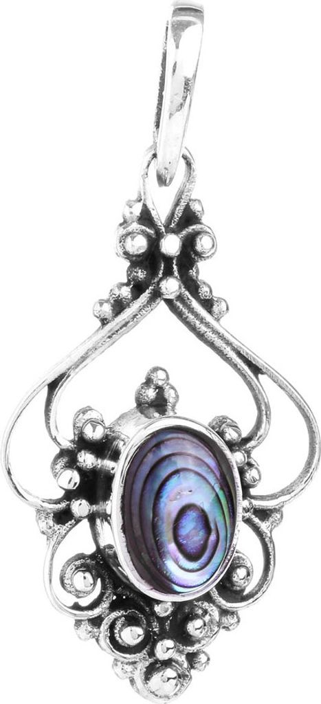 Mittelalter Schmuck Anhänger Abalone Muschel Silber 3,2 cm