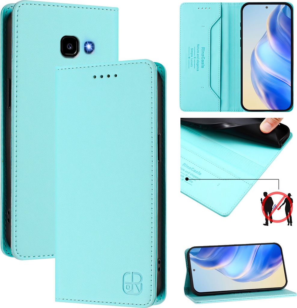 Lederhülle für Samsung Galaxy A3 2017 Hülle Flip Brieftasche Kartenfächern Ständer Schutzhülle Türkis