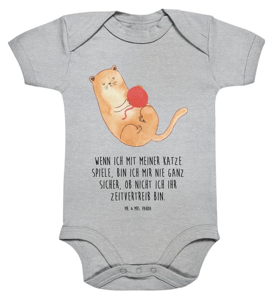 Mr. & Mrs. Panda Babybody Katze Wolle 3. - 6. Monat - Heather Grey - Geschenk, Cats, Spiel, kurzarm, Spielen, babykleidung body, Strampler, Baby, Haha