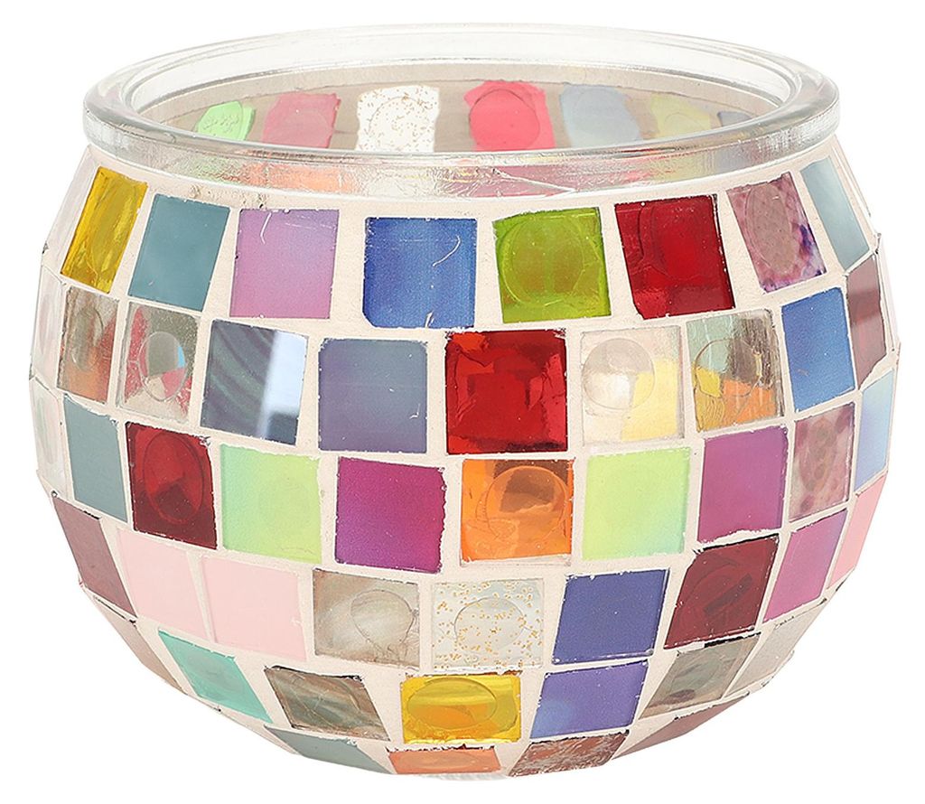 Mosaik-Kerzenständer aus Glas, handgefertigt, bunt, romantischer Kerzenhalter für Zuhause, Bar, Abendessen, Dekoration