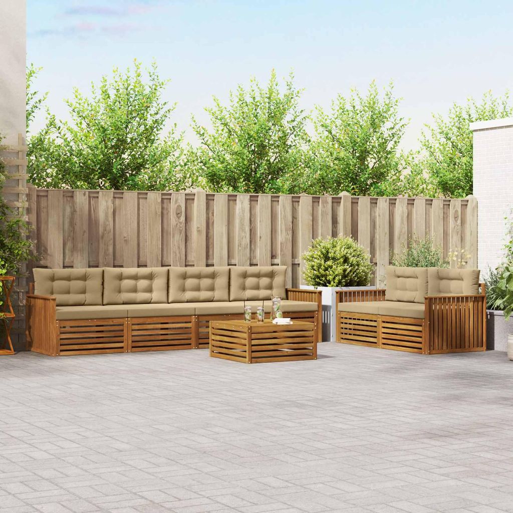 (Robust Möbel)Outdoor-Sofagarnitur - CLORIS - Balkonmöbe/Sitzgruppe - mit Kissen 7 pcs - Moderne Design - Natur und Beige - Gartensofas NeuM...