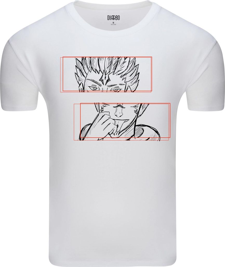 Diarbo Herren T-Shirt mit Anime Druck Jujutsu Kaisen Ryomen Sukuna Weiß Gr.XXL