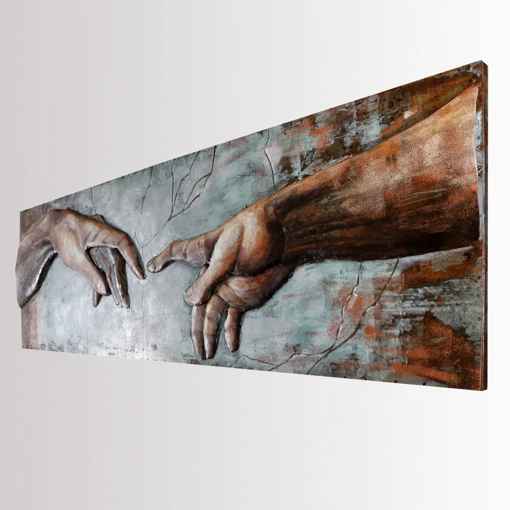 Décoration murale métal mains Michelangelo 154x53cm sculpture de salon